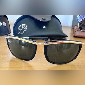 Ray-Ban Black Frame Sunglasses with Gold Trim
